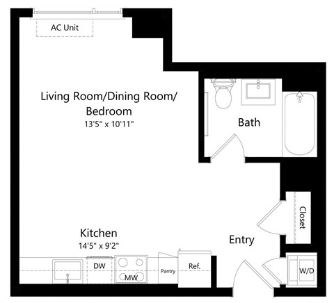 Studio Floor Plan at One East Harlem Luxury Apartments in East Harlem NY